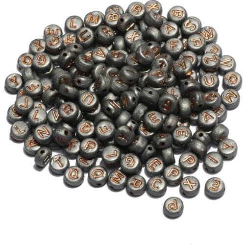 7*4mm Gold Rose Gray Mixed Letter Acrylic Beads Round Flat Spacer Alphabet Beads For Diy Handmade Bracelet Jewelry Making