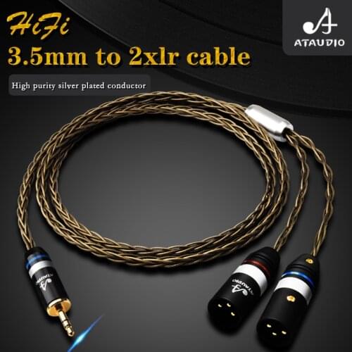 ATAUDIO hifi 3.5mm to 2xlr cable high end silver-plated Stereo 3.5 aux to dual xlr audio cable
