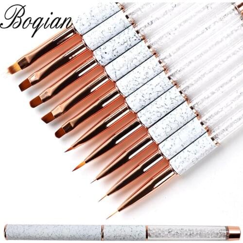 BQAN 1pcs Marbled Rose Gold Nail Brush Gel Brush Manicure Acrylic UV Gel Extension Pen For Nail Polish Painting Drawing Brush