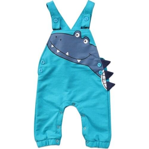 Canis Newborn Kid Baby Boys Girls Cotton Dinosaur Sleeveless Romper Long Jumpsuit Pants Outfits Set 0-5Y