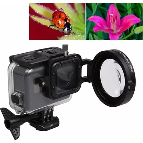 For GoPro HERO5 Sport Action Camera Proffesional 58mm 16X Macro Lens Close-up Filter with Lens Base & Adapter Ring