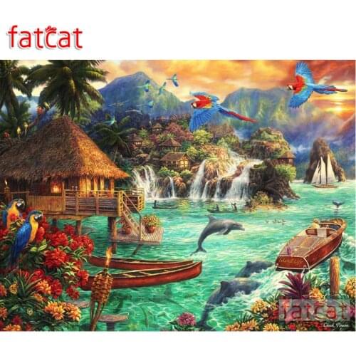 FATCAT Island Life Scenery Diamond Painting Full Square Round Drill Diy 5D Diamond Embroidery Mosaic Needlework decor AE1312