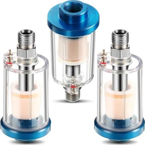 HHO-3 Pieces Water Oil Separator Filter Airbrush Filter Moisture Separator for Air Line Compressor Fitting, 1/4 Inch NPT Inlet a