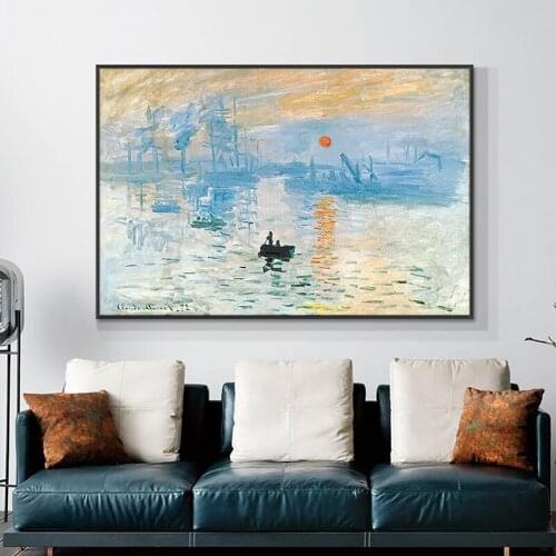 Monet Sunrise Impression Oil Painting On Canvas Print Painting Nordic Poster Wall Art Picture For Living Noom Home Decor