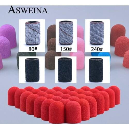 20pc 10*15/13*19 Nail Sanding Caps With Rubber Electric Machine Grinding Remover Cutter Drill Bits Pedicure Cuticle Tools