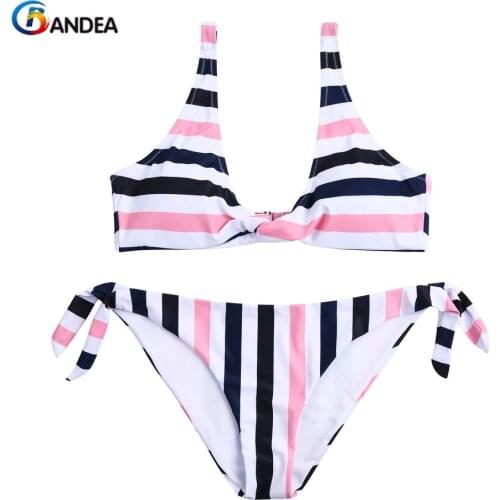 BANDEA 2019 Summer Bikini Set Vintage Stripe Swimwear Brazilian Swimsuit Brazilian Bathing Suit Female Bandage Biquini Beach