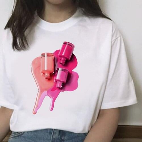 Summer Fashion T Shirt Color nail polish short sleeves Colorful candy T-shirt Women Casual Harajuku Female T-shirt