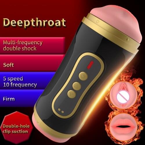 Masturbator Cup Aircraft Double Head Male Masturbation Real Vagina Adult Deep Throat Pussy Mouth Anal Sex Toys For Men Sex Shop