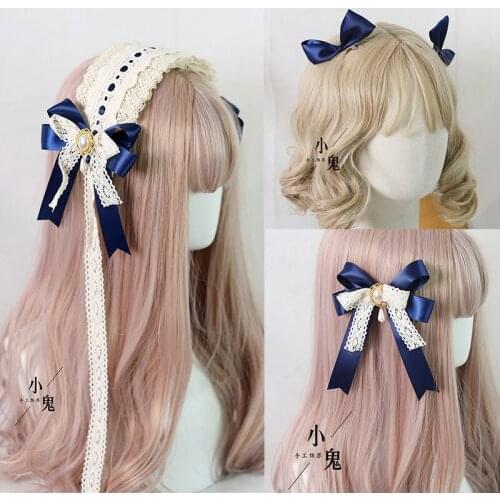 Original Lolita Hair Accessories KC Hair Clasp Japanese Soft Sister Lace Trim Pearl Ornaments Side Clip Handband Headdress