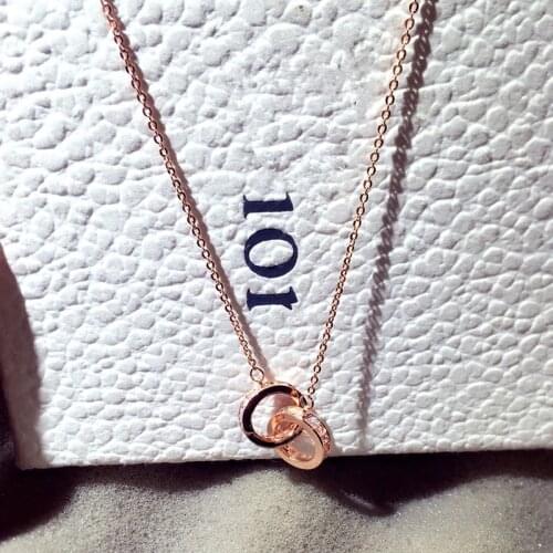 14K Real Gold Exquisite Buckle Circle Necklace AAA Bling Zirconia Round Clavicle Chain Necklace For Women Wedding Accessories