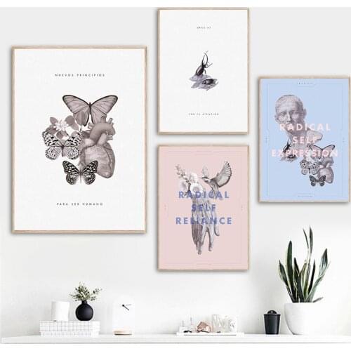 Butterfly Beetle Radical Self Reliance Nordic Posters And Prints Wall Art Canvas Painting Wall Pictures For Living Room Decor