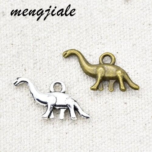 20pcs Wholesale Two Color Dinosaur Charms Alloy Metal Brontosaurus Pendants For DIY Crafts Jewelry Accessories Making 37*13mm
