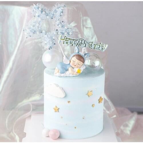 Rainbow Star Pearl Cake Topper Dessert Decoration For Birthday Party Lovely Gifts Baby Birthday DIY Cake Top Flags Decoration