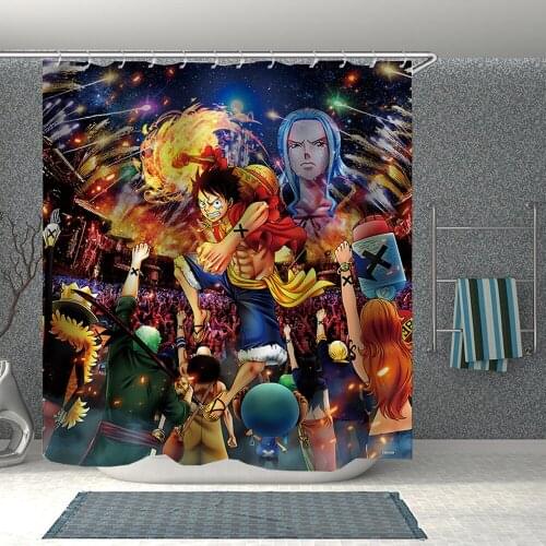 Popular Anime One Piece 3D Print Shower Curtain Polyester Fabric Bathroom Curtain Waterproof Hook Bath Curtain 05