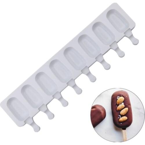 8 Hole Silicone Ice Cream Mould Ice Cube Tray Popsicle Barrel Diy Mold Dessert Ice Cream Mold with Popsicle Stick