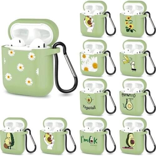 Silicone Avocado Case For Apple Airpods 1 2 Shockproof Wireless Charging Headphone Earphone Box Protective Cover Accessories