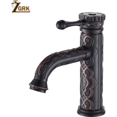 ZGRK Bathroom Faucets Ceramic Classic Color Faucet Brass Bath Basin Mixer Tap Hot and Cold Water Mixer Tap Sink Kitchen