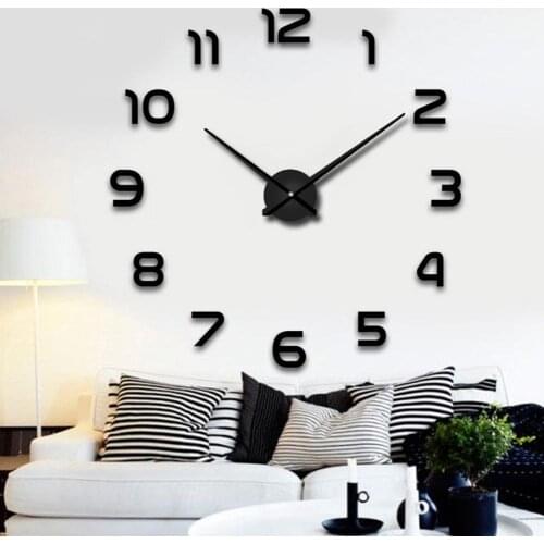 Modern DIY Acrylic Mirror Surface Wall Sticker Quartz Clock Living Room Decor