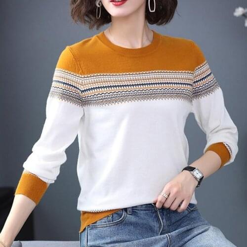 Autumn Winter Vintage Striped Knitted Pullovers Sweaters Long Sleeve Korean Loose High Quality Sweater Soft Jumper Pull Femme