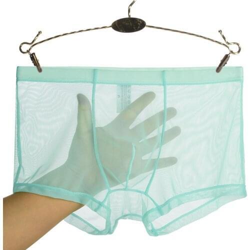 Seamless Underwear Panties Men Ultra-thin Transparent Boxershorts Male Mid-rise Mesh Slips Homme Boxer Men Sexy Boxer Shorts A50