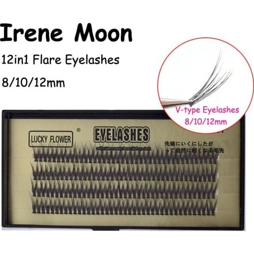 V Type Individual False Black A Strain of 12 Root 8 10 12 mm Building Lashes Eyelashes Extension Makeup Eye Lashes 0.12mm C Curl