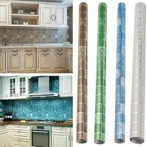 Waterproof Oil Proof Lattice Foil Sticker Self Adhesive Kitchen Wall Stickers