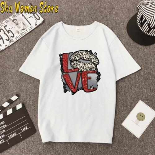 Vogue Love Lips T Shirt Women Summer Casual Tshirts Tees Harajuku Korean Style Graphic Tops 2021 New Kawaii Female T-shirt