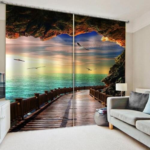 High quality custom 3d curtain fabric nature scenery holes curtains 3D Window Curtain For Living Room office Decoration curtains