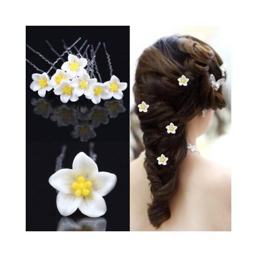 120 Pcs Wedding Bridal Prom White Flower Hair Pins Hair Clip Jewelry Accessories Ornaments