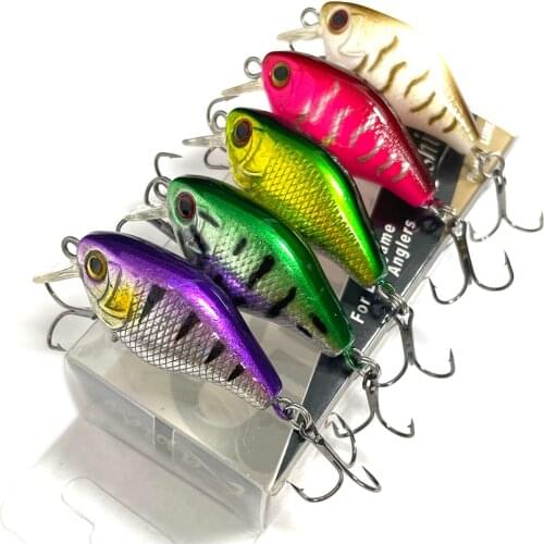 5pcs 40mm 5.9g Long Distance Hard Fishing Lures Crank Baits Mino w/ PVC Display Box