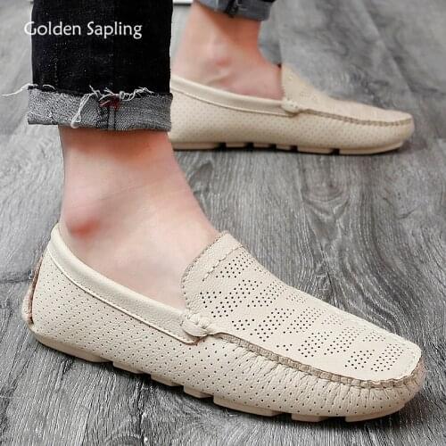 Golden Sapling Fashion Loafers Men Genuine Leather Leisure Flats Retro Mens Casual Shoes Breathable Slip on Driving Loafers Man