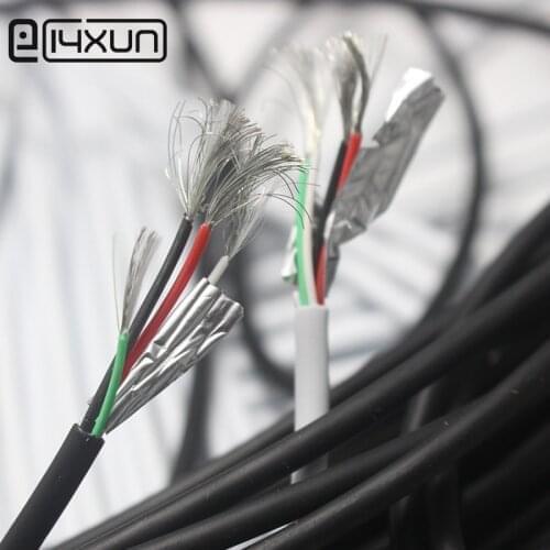 1metre 4 wire white / black data cable with Shield / USB Audio BNC Vedio / DIY plug the power for Phone / tablet charging Wire