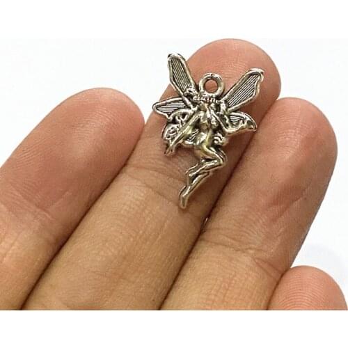 10pcs /lot--21x15mm, Flower Fairy Chams,Antique Silver Plated Angel Charms,DIY Supplies,Jewelry Accessories