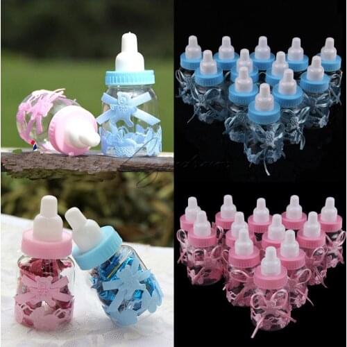 12 Fillable Bottle for Diamond Wedding Candy Box Baby Shower Favors Decor Keepsake Milk Bottle Gift Boxes