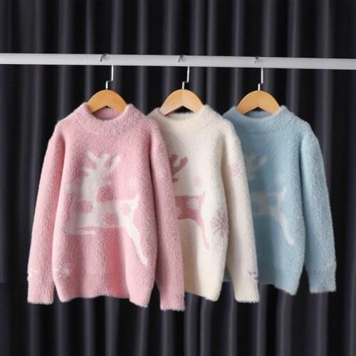 2021 Ins Fashion Girls Sweaters Fleece Pullovers Winter Warm Outwear Sweaters Winter Children Clothing