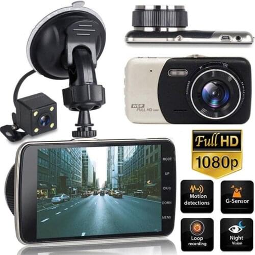 4 Inch FHD Screen Car Camera Night Vision Car Mount Dashboar With Rear Camera Wide Angle Dashcam Video Registrar