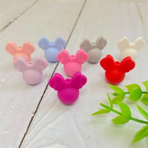 50/100pcs Minnie shape Silicone Beads Baby Teether Food Grade Cartoon Mouse Chew Necklace Bracelet Bangle Jewelry Making