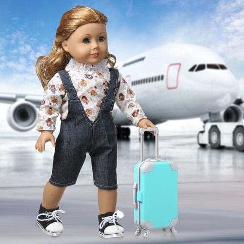 18 Inch American Doll Girls Suitcase Mini Plastic Luggage Fit 40-43 Cm Baby Boy Dolls Box Toys For Doll Q46