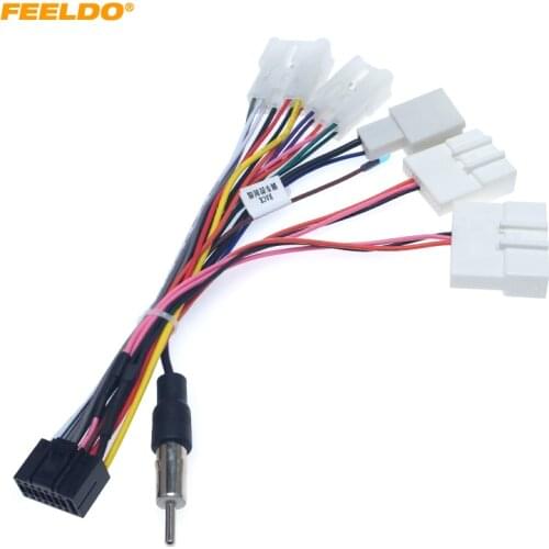 FEELDO Car Radio 16PIN Adaptor Wiring Harness For Toyota Audio Power Calbe Wire Plug Head Unit Harness #HQ6382