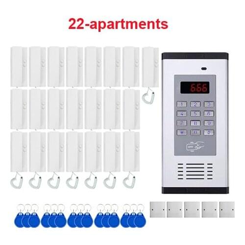 Top quality Security non-visual building intercom system 2-wired audio door phone for 22-apartments,PASSWORD/ID Card unlocking