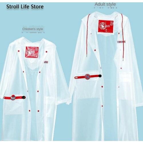 Parent-Child Rain Poncho Coat Women Adult Kids Clear Raincoat Thin Long Transparent Waterproof Outdoor Travel Rain Jacket Gift