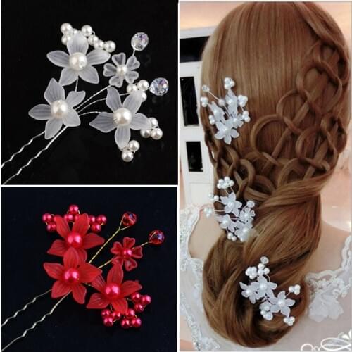 Fooderwerk Jewery New Handmade Red White Colors Bride Wedding Hair comb Pin Flower Bridal Hair Accessories
