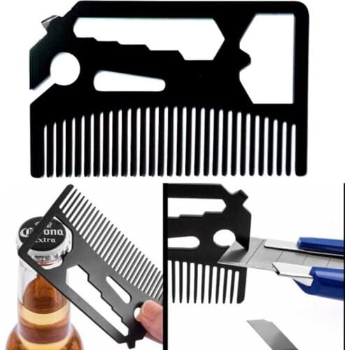 Hair Comb with Bottle Opener Made of 304 Stainless Steel Combs for Men Grooming Styling Silver or Black Tool