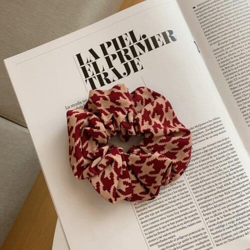 Fashion Exquisite Houndstooth Oversized Scrunchies Hair Ties Ornament Elastic Hair Bands Accessories For Women Ponytail Holder