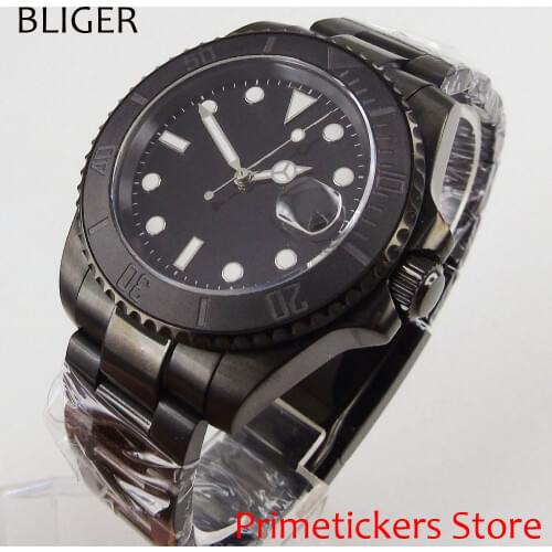 PVD Coatd Case 40mm Black Sterile Dial Sapphire Glass Automatic Movement Mens Watch Luminous Date