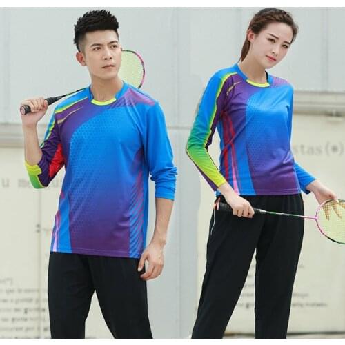 New long-sleeved badminton wear shirt men/women,autumn winter sports clothes custom quick-dry table tennis shirts,tennis shirts