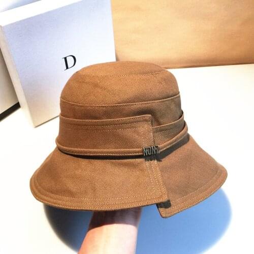 INS new Lady casual thick warm cotton bucket hat Fisherman caps Outdoor Female asymmetrical panama KDOU004