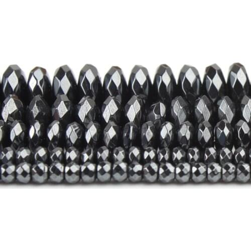 4x2/3x2/6x3/8x4/10x4mm Natural Black Hematites Flat Stone Spacer Loose beads For Fashion Accessories Jewellery Making 15