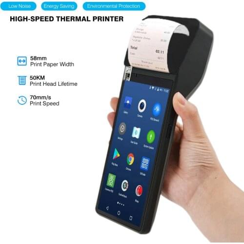 WIFI Bluetooth 4G Android 10 Handheld POS Terminal with Thermal Label Printer 2D Scanner Fingerprint Reader work Loyverse Z300