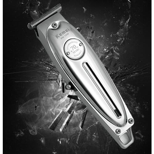 Kemei 1949 Professional Hair Clipper All Metal Men Electric Cordless Hair Trimmer 0mm Baldheaded T Blade Finish Haircut Machine